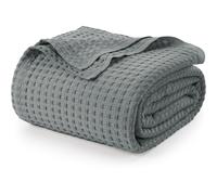 Utopia Bedding Manta tipo gofre 100% algodσn, color gris frνo, 10.58 oz/m² [Full - 90 x 84 pulgadas] suave, ligera y transpirable para todas las