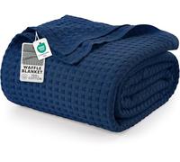 Utopia Bedding Manta Tipo Gofre De Algodón De 300 gsm (Azul Marino - 228x182 cm), Edredón Suave, Ligero Y Transpirable para Todas Las Estaciones