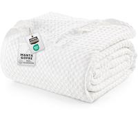Utopia Bedding Manta Tipo Gofre De Algodón De 300 gsm (Blanco - 228x228 cm), Edredón Suave, Ligero Y Transpirable para Todas Las Estaciones