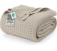 Utopia Bedding Manta Tipo Gofre De Algodón De 300 gsm (Caqui - 274x228 cm), Edredón Suave, Ligero Y Transpirable para Todas Las Estaciones