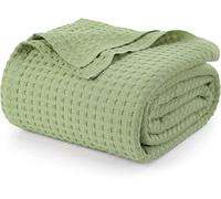 Utopia Bedding Manta Tipo Gofre De Algodón De 300 gsm (Verde Salvia - 228x182 cm), Edredón Suave, Ligero Y Transpirable para Todas Las Estaciones