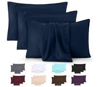 Utopia Bedding - Microfibra cepillada Suave - 100% poliéster - Funda de Almohada de 50 x 75 cm - Juego de 4 - Fundas de Almohada Resistentes al Encogimiento y a la decoloración - Azul Marino