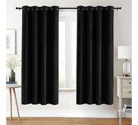 Utopia Bedding Opacas Cortinas Salon Modernas 2 Piezas 132x160 cm, Negro - Cortinas Térmicas Aislantes Frío Calor y para Dormitorio, Salón y Cocina con Ojales
