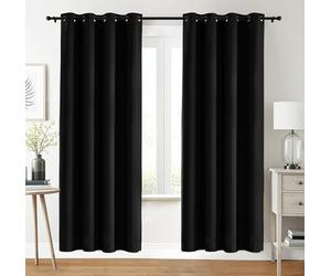 Utopia Bedding Opacas Cortinas Salon Modernas 2 Piezas 135x240 cm, Negro - Cortinas Térmicas Aislantes Frío Calor y para Dormitorio, Salón y Cocina con Ojales