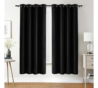 Utopia Bedding Opacas Cortinas Salon Modernas 2 Piezas 140x175 cm, Negro - Cortinas Térmicas Aislantes Frío Calor y para Dormitorio, Salón y Cocina con Ojales