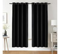 Utopia Bedding Opacas Cortinas Salon Modernas 2 Piezas 140x220 cm, Negro - Cortinas Térmicas Aislantes Frío Calor y para Dormitorio, Salón y Cocina con Ojales