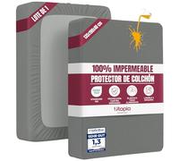 Utopia Bedding Protector Colchón 135 x 190 x 40 cm Impermeable, Certificación Oeko-Tex Funda Colchón, Cubre Colchón Transpirable, Elástico En Todo El Contorno Gris