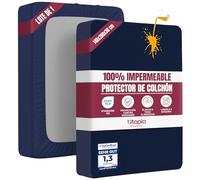 Utopia Bedding Protector Colchón 140 x 200 x 30 cm Impermeable, Certificación Oeko-Tex Funda Colchón, Cubre Colchón Transpirable, Elástico En Todo El Contorno Azul Marino