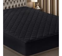 Utopia Bedding Protector de colchón Acolchado Ajustable (King, Negro) - Protector de colchón elástico Ajustable - Funda de colchón se estira hasta 16 Pulgadas de Profundidad - Cubrecolchón Lavable a