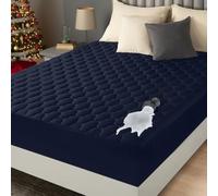 Utopia Bedding Protector de colchón Impermeable, Protector de colchón Queen, Funda Acolchada Ajustable Que se estira hasta 16 Pulgadas de Profundidad (Azul Marino)