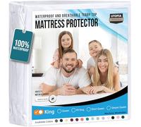 Utopia Bedding Protector de colchón Impermeable para Cama King de 198 x 203 cm, se Adapta a colchones de hasta 43 cm de Profundidad, Protector de colchón Individual de Rizo