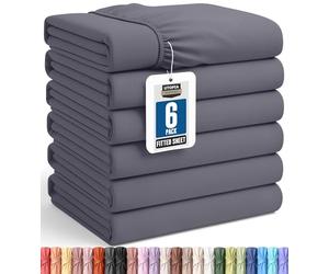 Utopia Bedding Queen Fitted Sheets - Bulk Pack of 6 Bottom Sheets - Soft Brushed Microfiber - Deep Pockets - Shrinkage & Fade Resistant - Easy Care (Grey)
