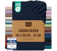 Utopia Bedding Sabana Bajera 140x200 - Azul Marino | Certificado Oeko Tex - Microfibra de Poliéster Cepillado - 35cm Bolsillo Profundo