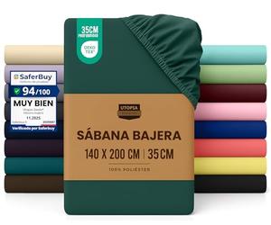 Utopia Bedding Sabana Bajera 140x200 - Esmeralda - Certificado Oeko Tex - Bolsillo Profundo - Microfibra Cepillada (Cama 140)