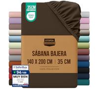 Utopia Bedding Sabana Bajera 140x200 - Marrón - Certificado Oeko Tex - Bolsillo Profundo - Microfibra de Poliéster Cepillado (Cama 140)
