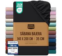 Utopia Bedding Sabana Bajera 140x200 - Negro | Certificado Oeko Tex - Microfibra de Poliéster Cepillado - 35cm Bolsillo Profundo