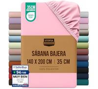 Utopia Bedding Sabana Bajera 140x200 - Rosa | Certificado Oeko Tex - Microfibra de Poliéster Cepillado - 35cm Bolsillo Profundo