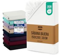 Utopia Bedding Sabana Bajera 150x200x30 cm - Blanco - Bolsillo Profundo - Certificado Oeko Tex - Microfibra de Poliéster Cepillado (Cama 150)