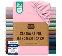 Utopia Bedding Sabana Bajera 160x200 - Rosa - Certificado Oeko Tex - Bolsillo Profundo - Microfibra de Poliéster Cepillado (Cama 160)