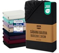 Utopia Bedding Sabana Bajera 160x200x30 cm - Negro - Bolsillo Profundo - Certificado Oeko Tex - Microfibra de Poliéster Cepillado (Cama 160)