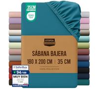 Utopia Bedding Sabana Bajera 180x200 - Denim Azul | Certificado Oeko Tex - Microfibra de Poliéster Cepillado - 35cm Bolsillo Profundo