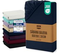 Utopia Bedding Sabana Bajera 90x190x30 cm - Azul Marino - Bolsillo Profundo - Certificado Oeko Tex - Microfibra de Poliéster Cepillado (Cama 90)
