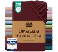 Utopia Bedding Sabana Bajera 90x200 - Burdeos - Certificado Oeko Tex - Bolsillo Profundo - Microfibra Cepillada (Cama 90)