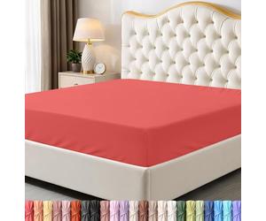 Utopia Bedding - Sábana Bajera Ajustable tamaño Full (Doble), Altura de Solapa elevada, Microfibra Suave, no Encoge ni se decolora, Cuidado fácil, Solo Incluye 1 sábana Bajera, Coral