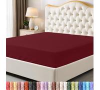 Utopia Bedding - Sábana Bajera Ajustable tamaño Queen, Altura de Solapa elevada, Microfibra Suave, no Encoge ni se decolora, Cuidado fácil, Solo Incluye 1 sábana Bajera, Rojo borgoña