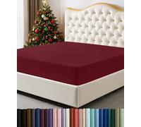 Utopia Bedding - Sábana Bajera Ajustable tamaño Queen, Altura de Solapa elevada, Microfibra Suave, no Encoge ni se decolora, Cuidado fácil, Solo Incluye 1 sábana Bajera, Rojo borgoña