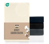 Utopia Bedding - Sábana Bajera de Jersey - Polialgodón - Bolsillo Profundo de 25 cm (140 x 200 cm, Beige)