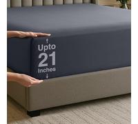 Utopia Bedding Sábana Bajera para Cama tamaño King, Bolsillos extraprofundos, Altura del Bolsillo de 53 cm, Microfibra Suave, no Encoge y no destiñe, fácil de Limpiar, Solo 1 sábana Bajera (Gris)
