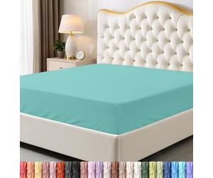Utopia Bedding Sábana Bajera tamaño Individual, Bolsillo Profundo, Microfibra Suave, Resistente al Encogimiento y a la decoloración, fácil Cuidado, Solo 1 sábana Bajera (Azul SPA)