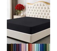 Utopia Bedding Sábana Bajera tamaño matrimonial, Bolsillo Profundo, Microfibra Suave, Resistente al Encogimiento y a la decoloración, fácil Cuidado, Solo 1 sábana Bajera (Negro)
