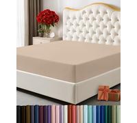 Utopia Bedding Sábana Bajera tamaño matrimonial, Bolsillo Profundo, Microfibra Suave, Resistente al Encogimiento y a la decoloración, fácil Cuidado, Solo 1 sábana Bajera (Beige)