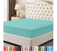 Utopia Bedding Sábana Bajera tamaño Queen, Bolsillo Profundo, Microfibra Suave, Resistente al Encogimiento y a la decoloración, fácil Cuidado, Solo 1 sábana Bajera (Azul SPA)