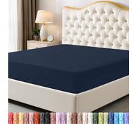 Utopia Bedding Sábana Bajera tamaño Queen, Bolsillo Profundo, Microfibra Suave, Resistente al Encogimiento y a la decoloración, fácil Cuidado, Solo 1 sábana Bajera (Azul Marino)