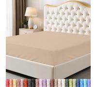 Utopia Bedding Sábana Bajera tamaño Queen, Bolsillo Profundo, Microfibra Suave, Resistente al Encogimiento y a la decoloración, fácil Cuidado, Solo 1 sábana Bajera (Beige)