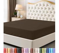 Utopia Bedding Sábana Bajera tamaño Queen, Bolsillo Profundo, Microfibra Suave, Resistente al Encogimiento y a la decoloración, fácil Cuidado, Solo 1 sábana Bajera (marrón)
