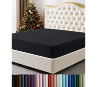 Utopia Bedding Sábana Bajera tamaño Queen, Bolsillo Profundo, Microfibra Suave, Resistente al Encogimiento y a la decoloración, fácil Cuidado, Solo 1 sábana Bajera (Negro)