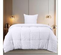 Utopia Bedding Seersucker Funda Nordica Cama 90 - Juego de Funda Nórdica de Microfibra Seersucker 135x200 cm y 1 Funda de Almohada 80x80 cm (Blanco)