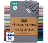 Utopia Bedding Topper Sabana Bajera 140x200 15 cm - Gris - Certificado Oeko Tex - Microfibra de Poliéster Cepillado (Cama 140)