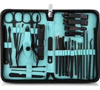 Utopia Care - Kit de manicura para mujeres y hombres, juego de manicura con cortaúñas o kit de uñas que incluye cortaúñas y pies, kit de pedicura de 30 piezas con estuche de viaje, color negro