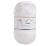 Utopia Crafts 365 Days - Hilo de algodón peinado mercerizado DK para tejer y ganchillo (blanco, 100 g)