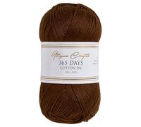 Utopia Crafts 365 Days - Hilo de algodón peinado mercerizado para tejer y ganchillo (marrón chocolate, 100 g)
