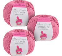 Utopia Crafts Amigurumi Cotton DK - Hilo para ganchillo y tejer, 50% algodón, 50% mezcla de acrílico, 3 unidades de 50 g (rosa pálido)