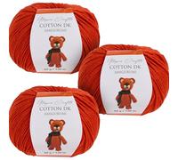 Utopia Crafts Amigurumi Cotton DK - Hilo para ganchillo y tejer, 50% algodón, 50% mezcla de acrílico, 3 unidades de 50 g (naranja)