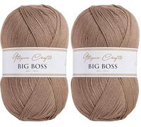 Utopia Crafts Big Boss 400g Knitting & Crochet Yarn 1200m (Cappuccino Beige) (Paquete de 2)