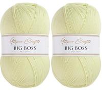 Utopia Crafts Big Boss 400g Knitting & Crochet Yarn 1200m (Pale Lemon Yellow) (Paquete de 2)