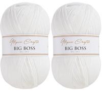 Utopia Crafts Big Boss 400g Knitting & Crochet Yarn 1200m (Soft White) (Paquete de 2)